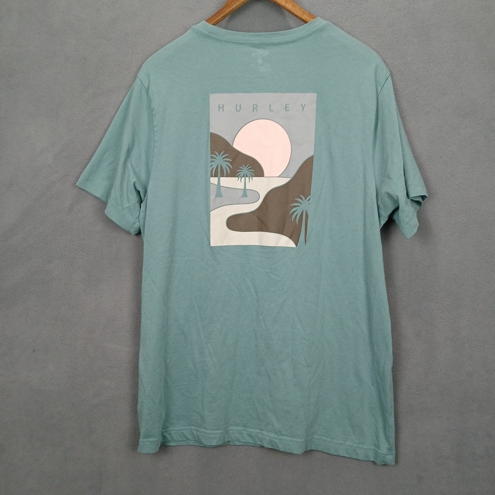 Hurley T-Shirt Mens XL Turquoise Graphic Logo Cotton Regular Fit‎ Everyday Wear - Picture 2 of 8